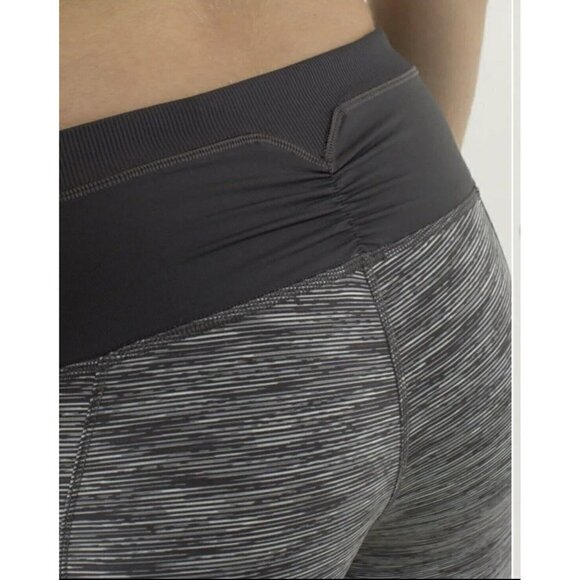LULULEMON Crop pants leggings size 8 black gray Run For Fun athletic wear - Picture 6 of 16